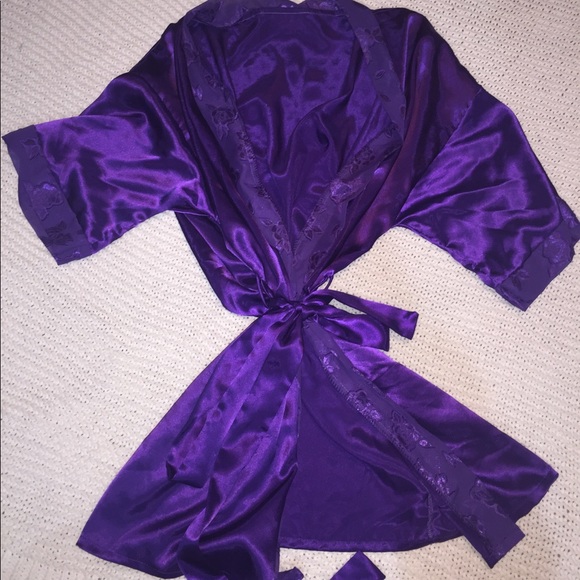 Purple Sexy Silk Robe - Picture 1 of 4